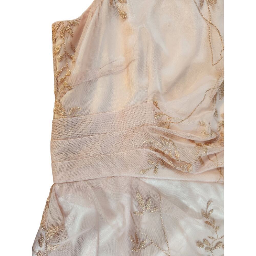 Tahari Arthur S. Levine ASL dress sz 14 pink metallic embroider sheer lined - Picture 5 of 16
